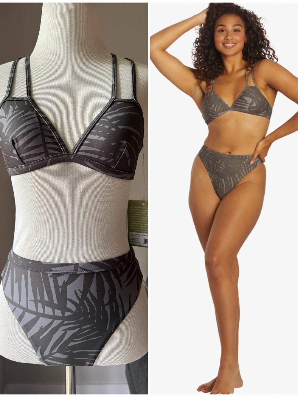 Sporti x Stef Corgel Isla Palm Shadow Bikini (Black Sand)